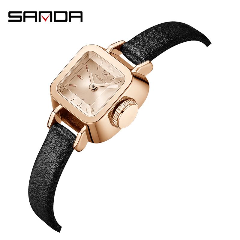 SANDA Brand's New 1117 Fashionable Square Women's Quartz Watch Simple Roman Pattern Waterproof Women's Quartz Belt Watch