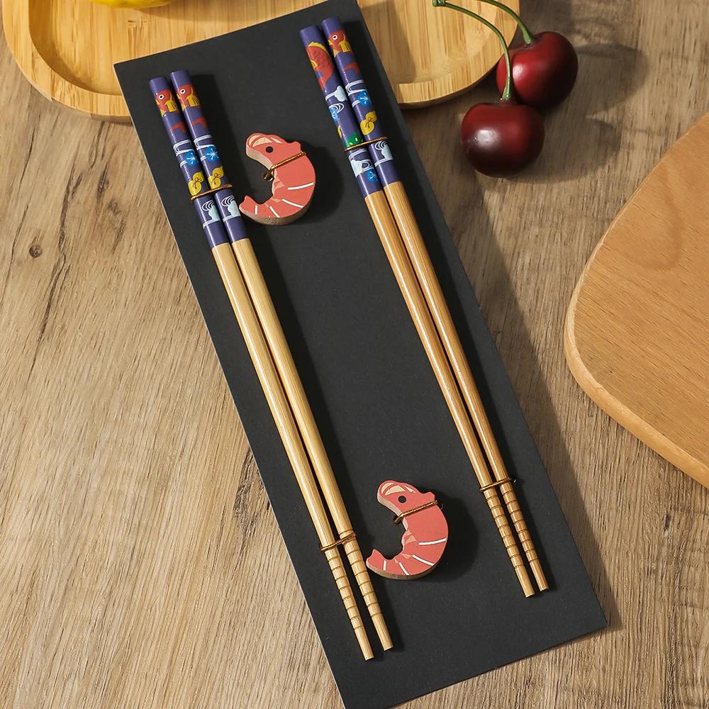2 Pairs Chinese Chopsticks Japanese Korean Sushi Solid Wood Chopsticks Wedding Gift Chop Sticks Hashi Two Pairs Chopsticks Set