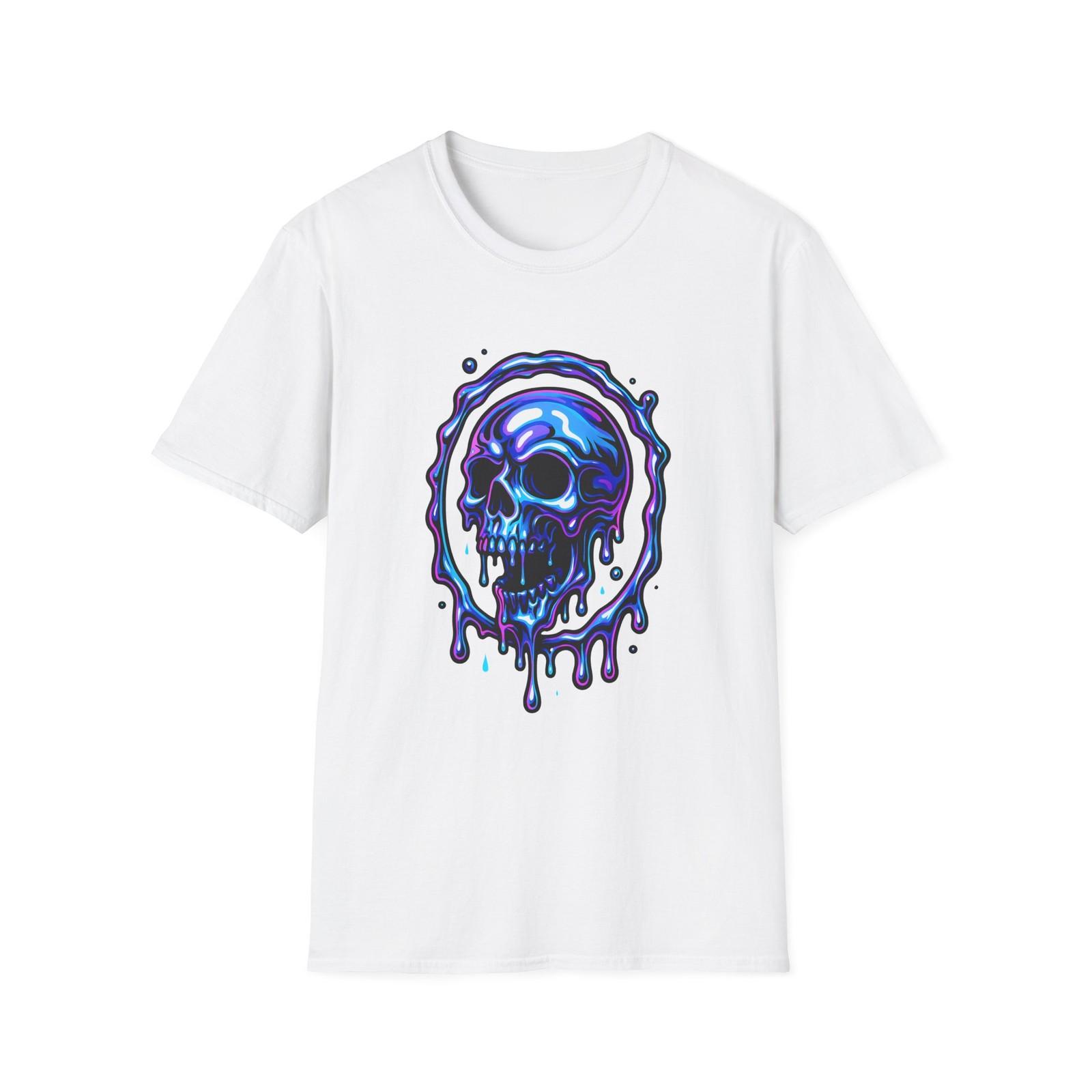 Unisex Softstyle T-Shirt Melting Skull Neon Horror Drip Halloween S