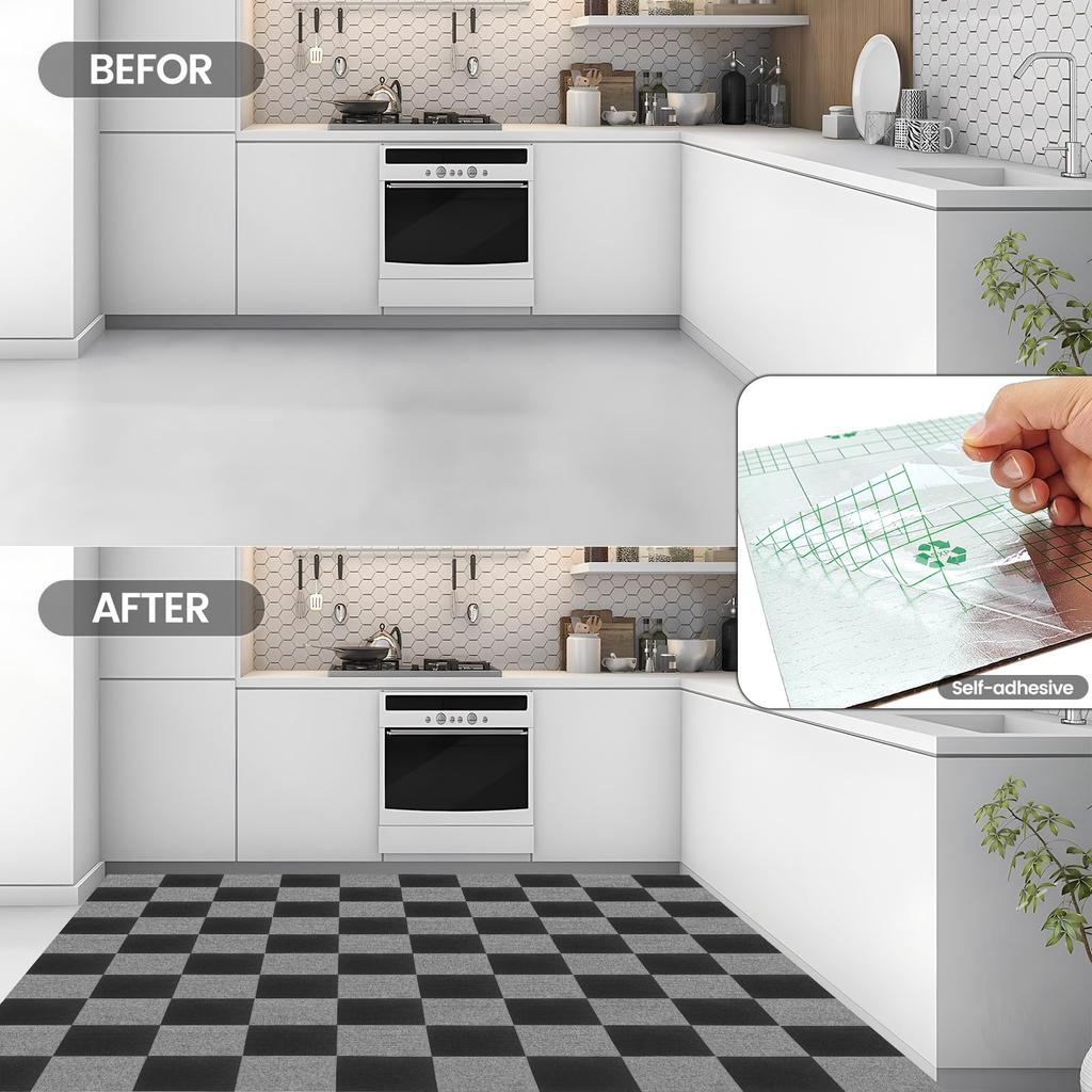 10 pieces of self-adhesive non-slip square carpet tiles 30 × 30cm reusable waterproof living room bedroom carpet paste Gray