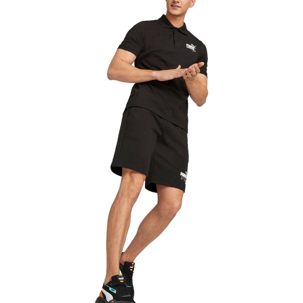 Puma Polo z krótkim rękawem z nadrukiem logo Męskie topy Czarny 677139-01