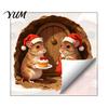 Santa Hat Mouse Decor 3D Hole Wall Sticker for Christmas Decoration, Realistic Decal, Waterproof PVC Stickers Art Home Window Bathroom Glass