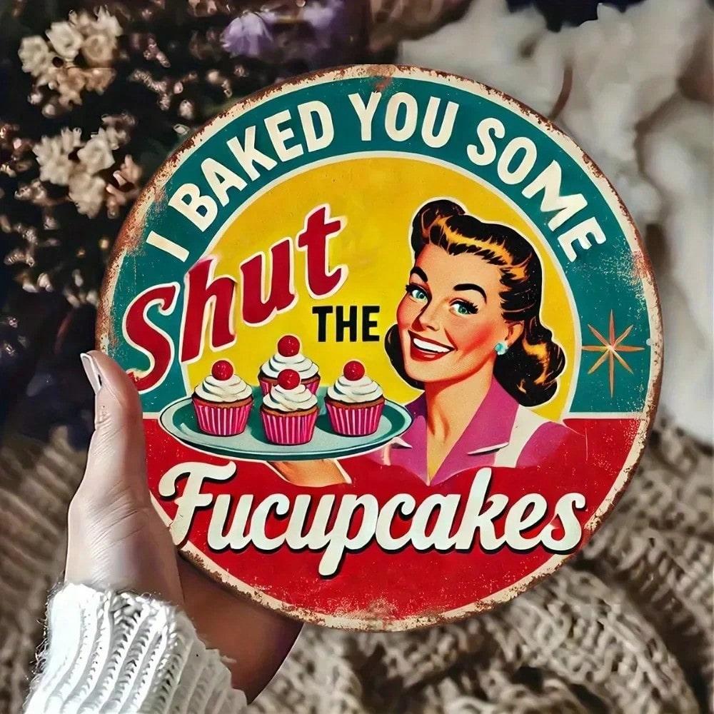 

Vintage Metal Poster Kitchen Sign Funny Cupcake Wall Decor for Home Cafe