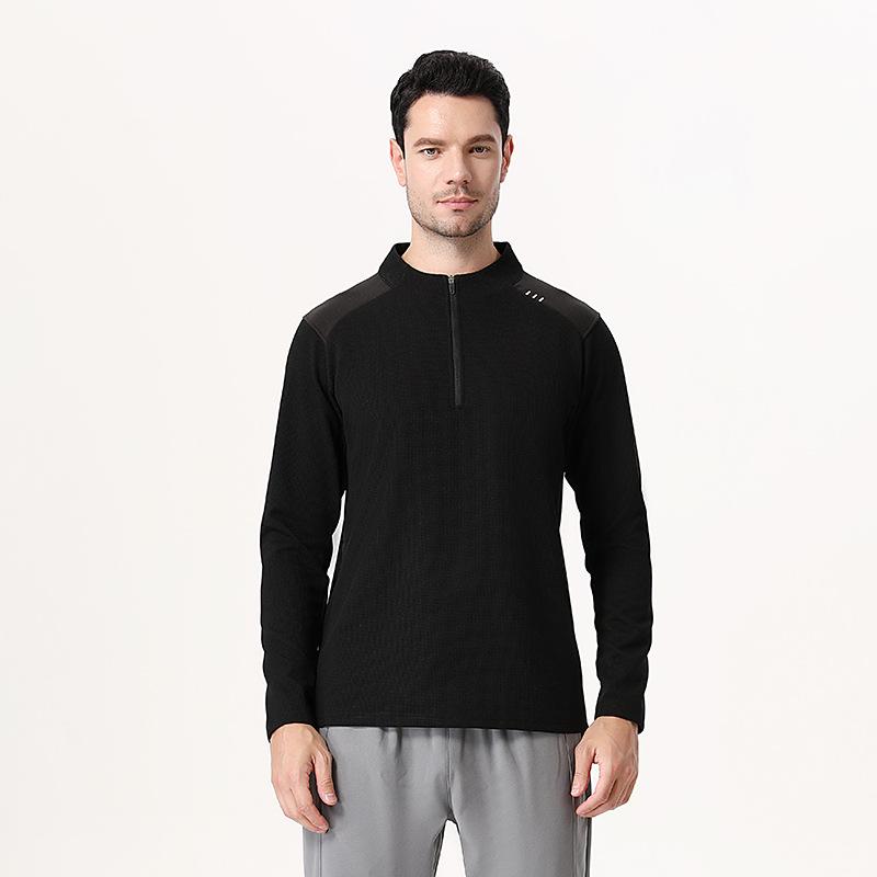 Lulu Style Men's Half-Zip Long Sleeve Quick-Dry Shirt: Breathable, Sweat-Wicking for Autumn & Winter Fitness, Cycling, Fishing, and Running.