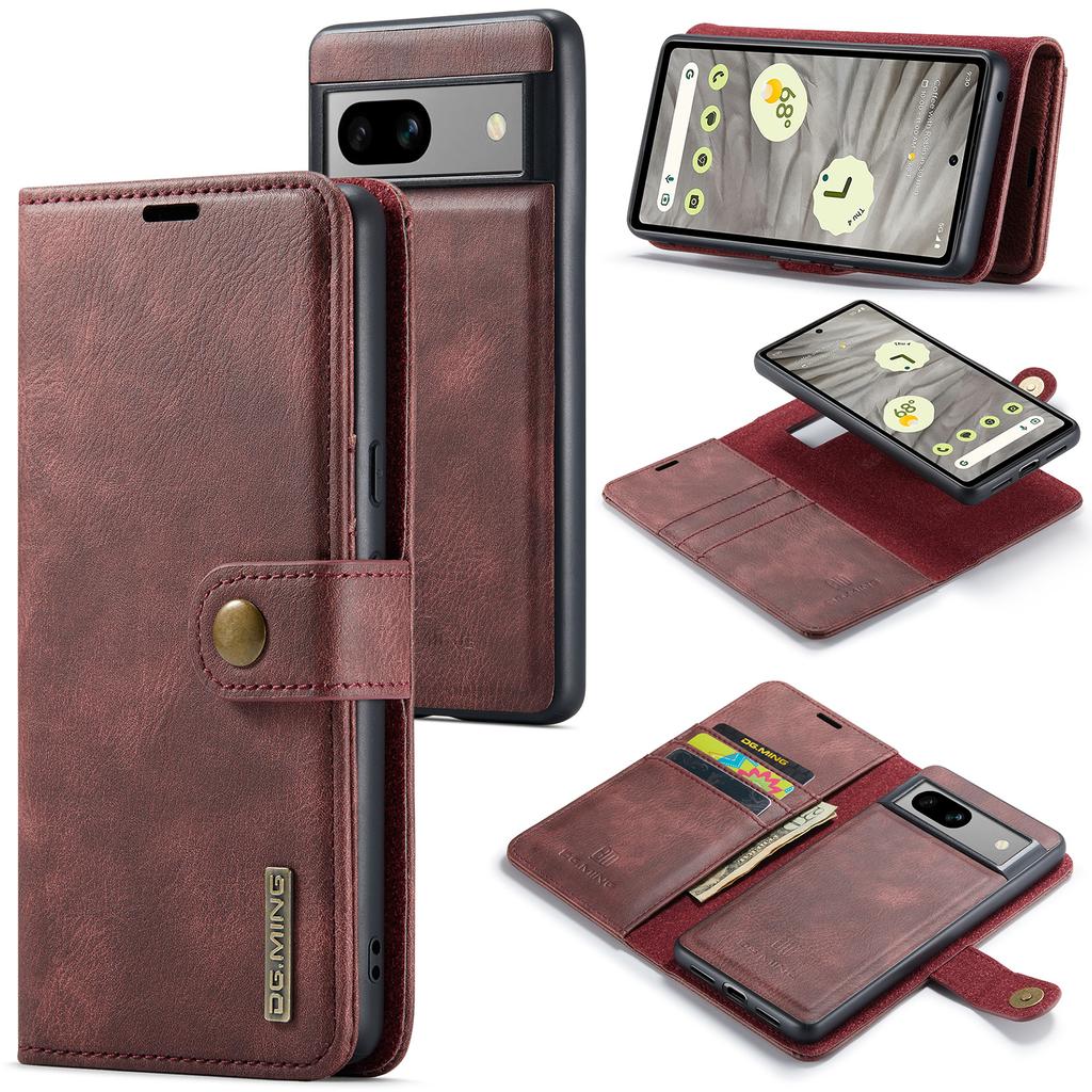 DG.MING Etui do Google Pixel 8a Zdejmowane 2 w 1 Skóra Dzielona Etui-Portfel na Telefon