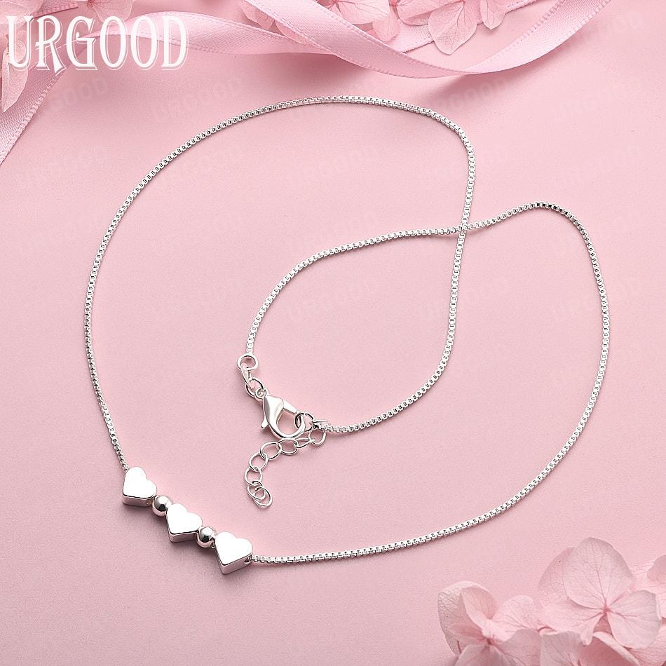 925 Sterling Silver Jewelry 18 Inch Heart Necklace