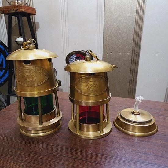 Set di 2 Lampada Nautica in Ottone 15,24 Cm Lanterna a Olio Marittima Lampada Oblò per Nave Decorazione da Marinaio