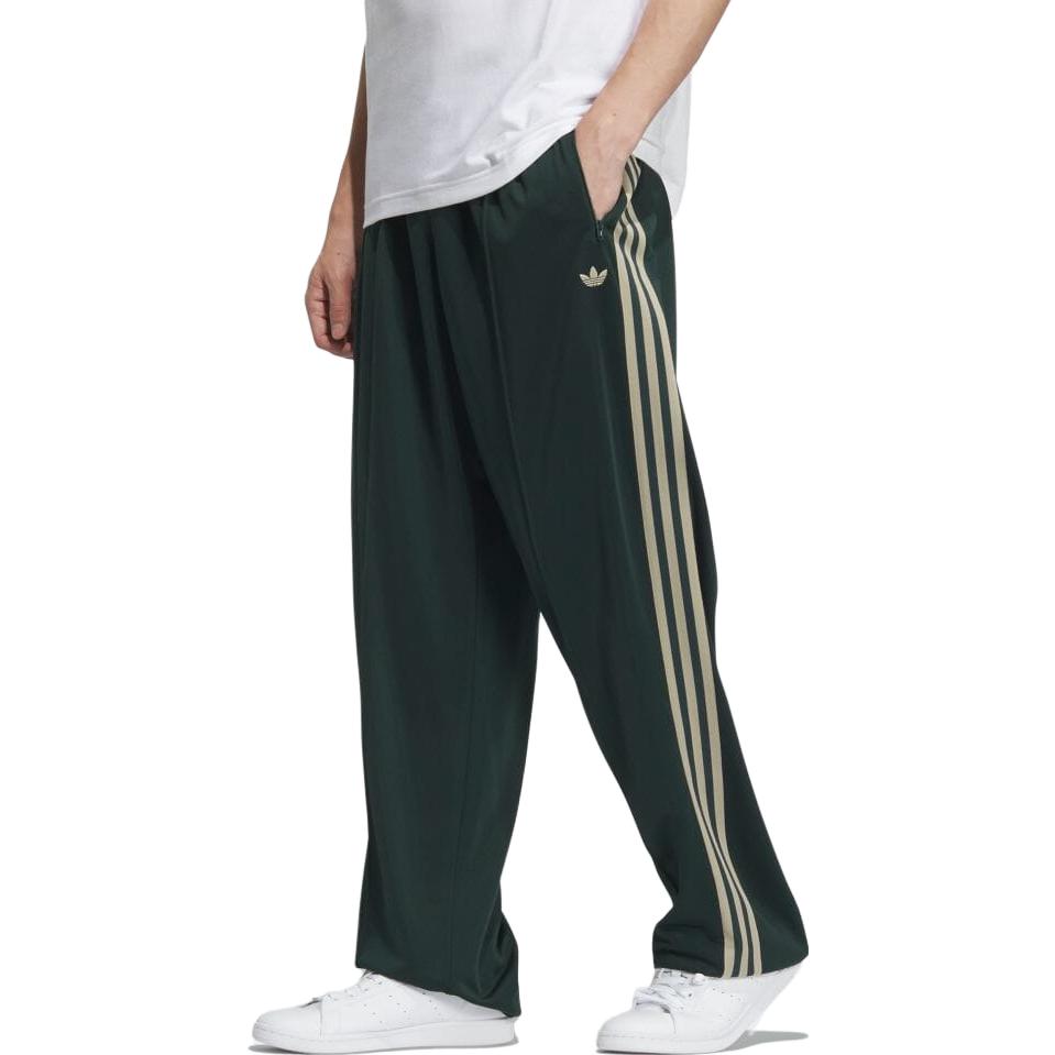 adidas Originals Logo Print Elastic Waist Straight-Leg Knit Track Pants Unisex Bottoms Dark-Green IN1005
