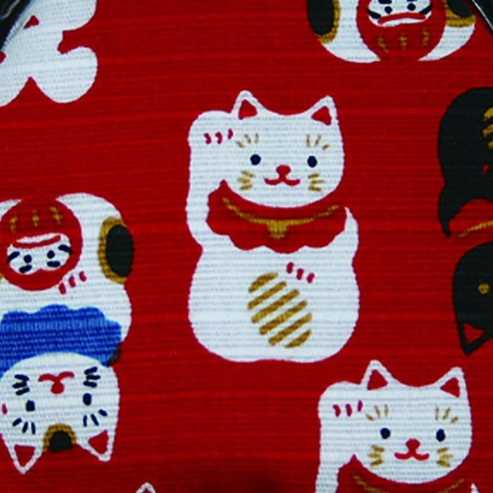 Maeda Senk Wabunichi Omoshiro Waf Maneki Neko Round Coin Purse 2.5 Red 112698, 8x9cm