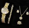 New Korean Version Of Women'S Watch Women'S Alloy Full Diamond Quartz Bracelet Set