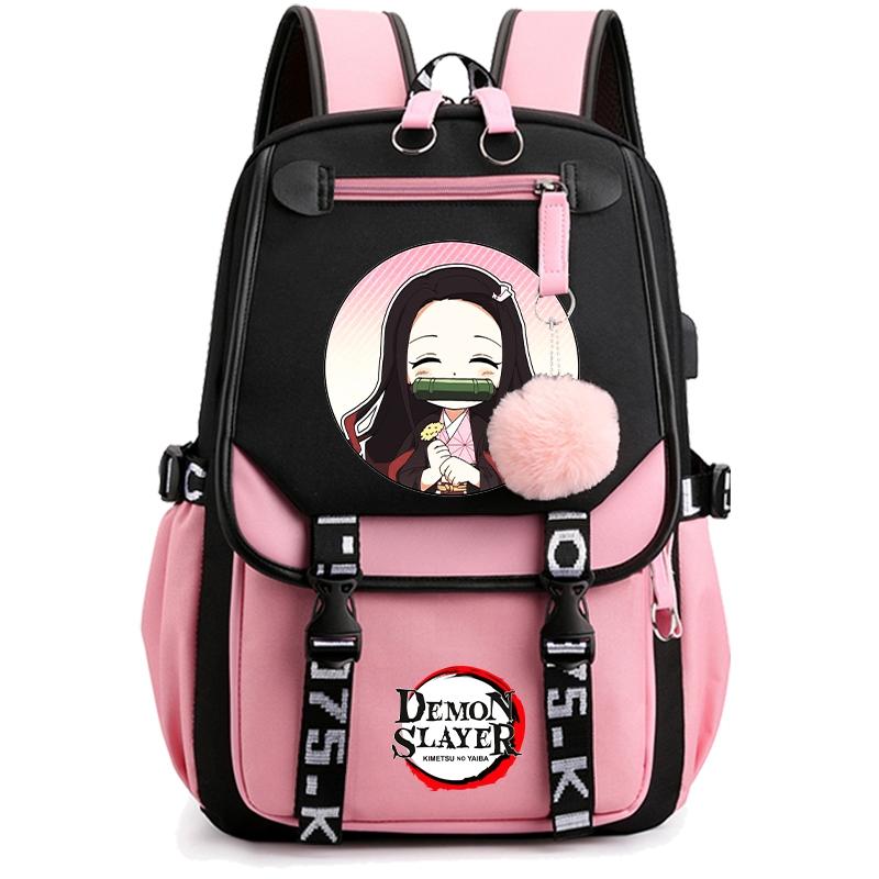 Anime Demon Slayer Backpack for Women Canvas Laptop Bag Back To Schoolbag for Teenager Girl Boy Schoolbag Men Women Travel Bag