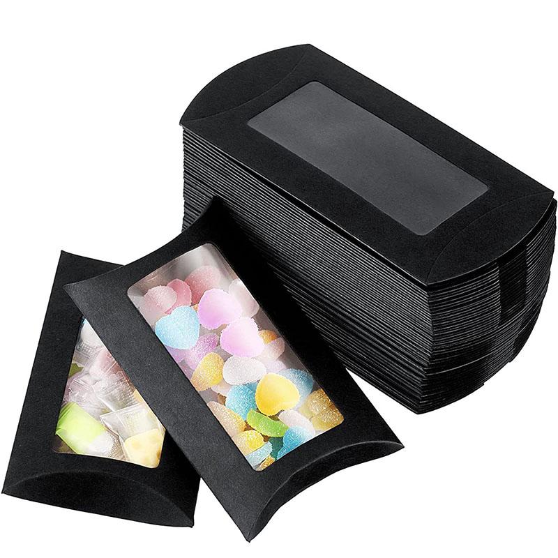 10/20/30/50/pcs Kraft Paper DIY Gift Box With Window Wedding Birthday Party Decoration Cake Packaging Box Event Party Gift Case