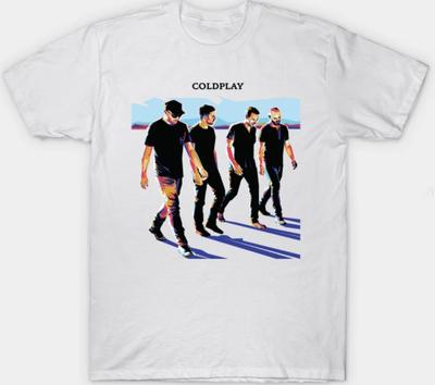Coldplay Biała Koszulka Unisex dla Dorosłych S-3XL Fan Art Zespół Rockowy