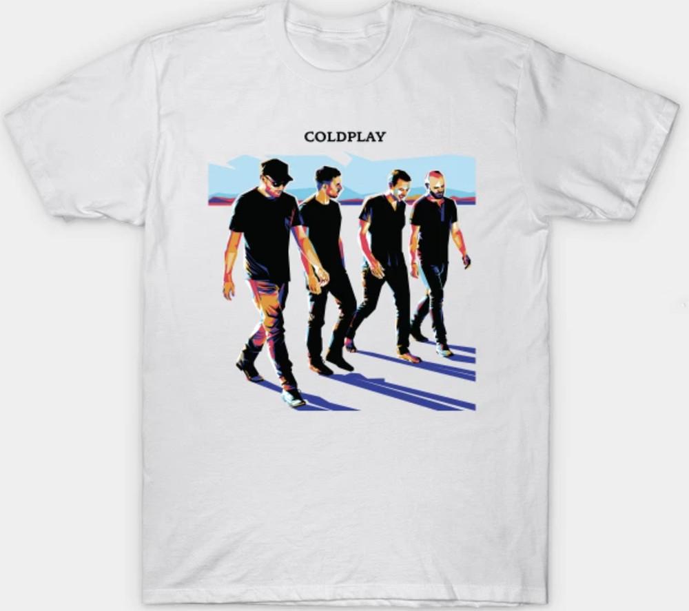 Coldplay White  Adult S-3XL Fan Art Rock Band Unisex T-Shirt S