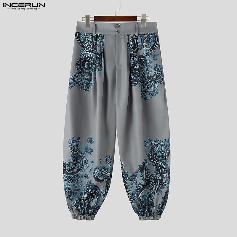 INCERUN Mens Ethnic Paisley Print Casual Loose Baggy Harem Pants Trousers