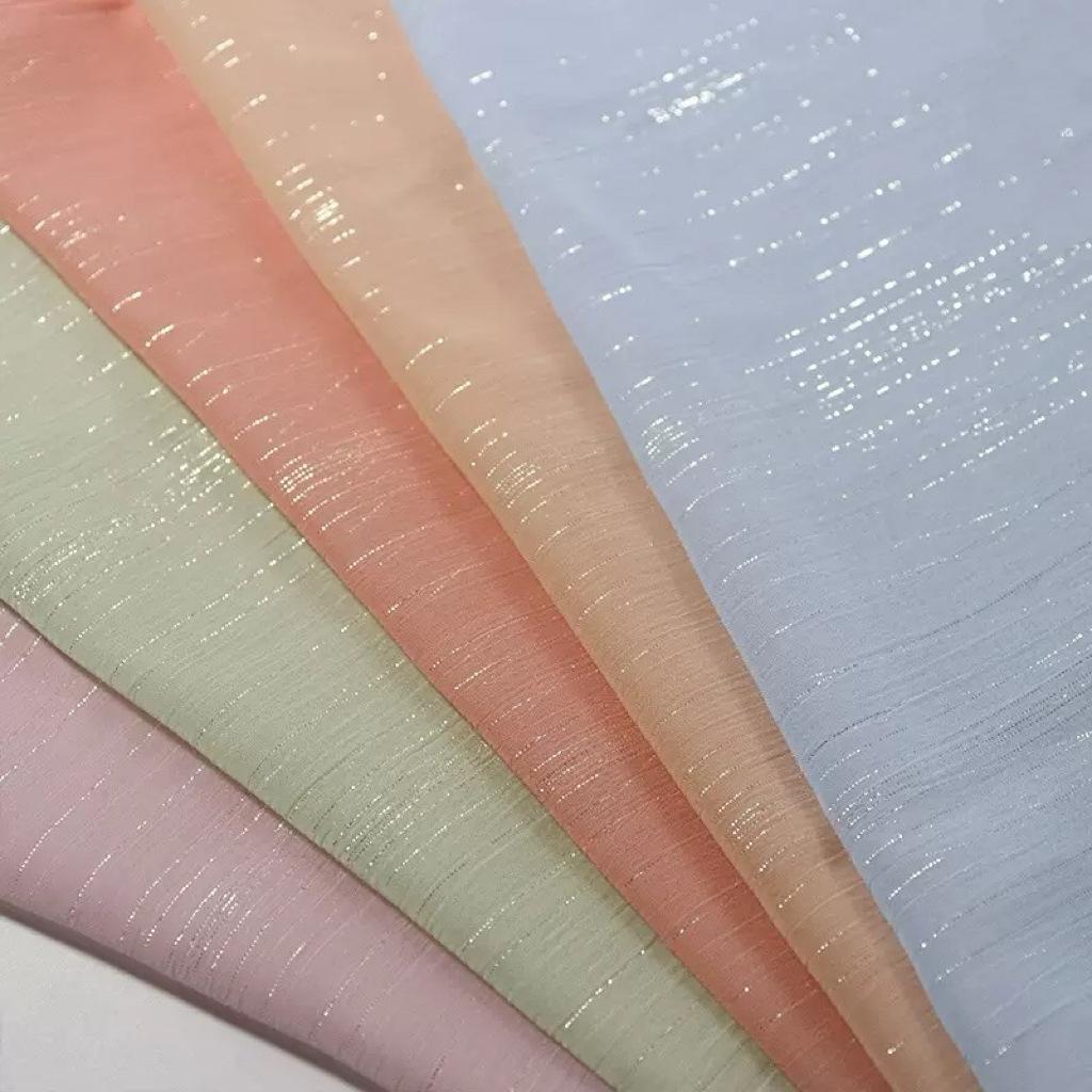 Dance Wear Fabric Blouse Metallic Lurex Organza Crepe 100% Polyester Glitter Fabric Wedding Girls Lightweight Breathable