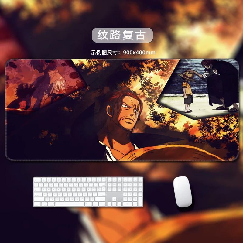 One Piece Leather Mouse Pad Oversized Small Office Gaming Keyboard Pad Desk Pad Bristle Bracelet Monkey D. Luffy Roronoa Zoro Decorative Desk Mat