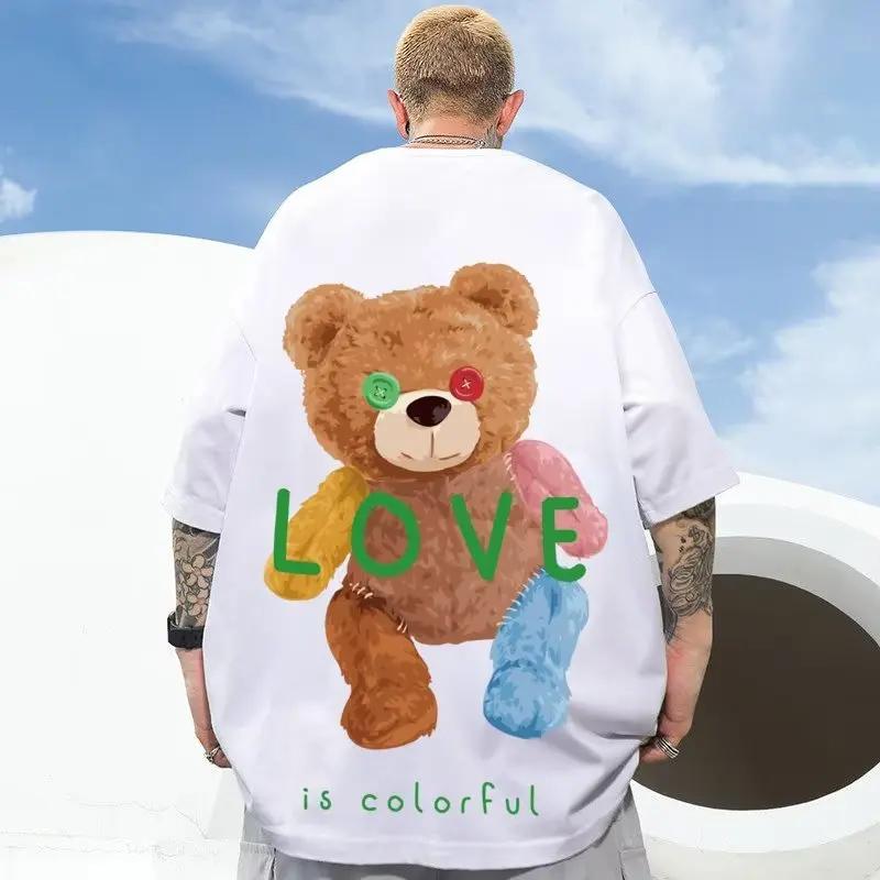 

Летняя новая повседневная свободная футболка с короткими рукавами, мужская модная свободная футболка с принтом, большой размер 8XL, хип-хоп, парная одежда, короткий рукав, хлопковый топ S бежевый