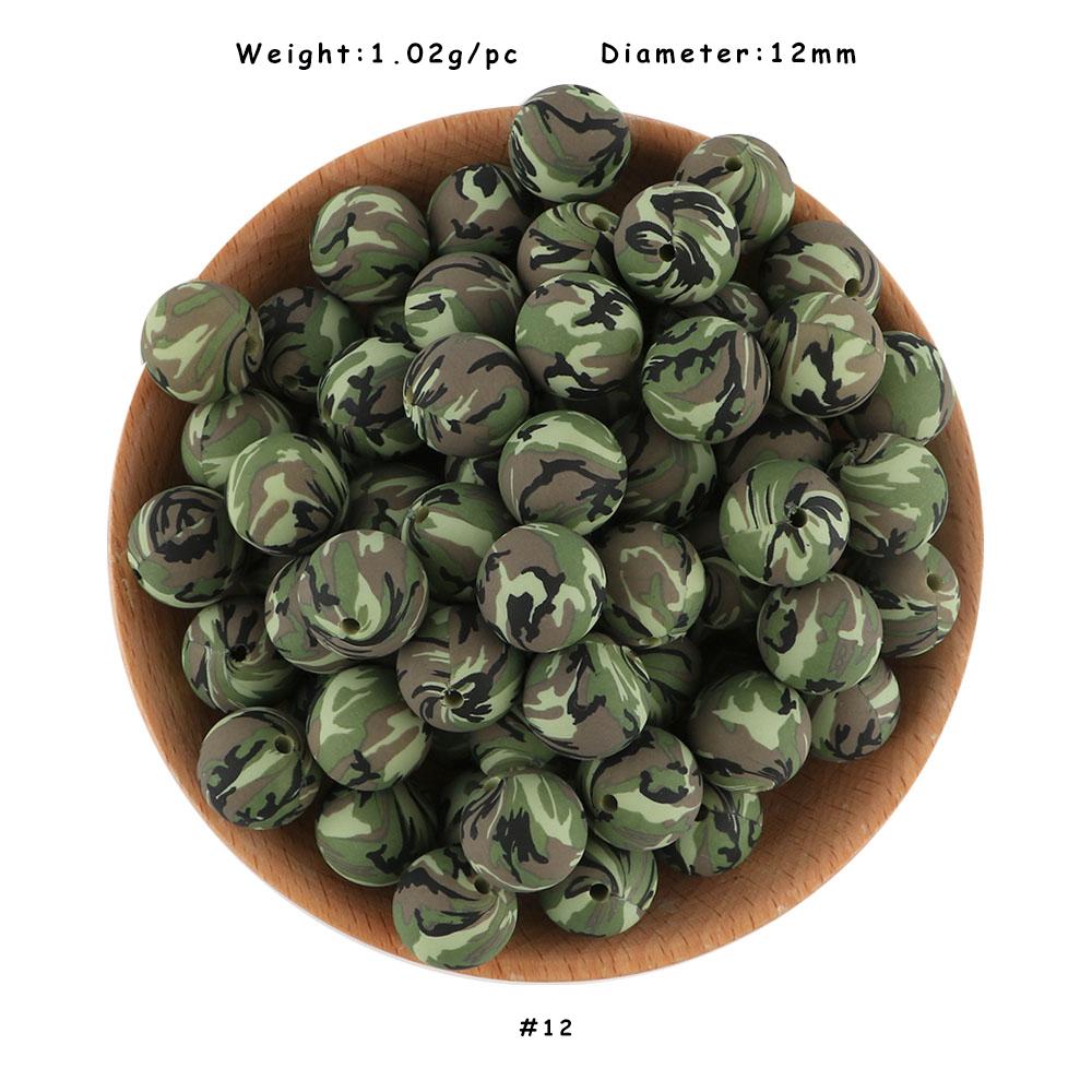 

20Pcs 12mm Printed Silicone Beads Round Loose Beads for DIY Jewelry Making Bracelet Necklace Craft Accessories 20pcs