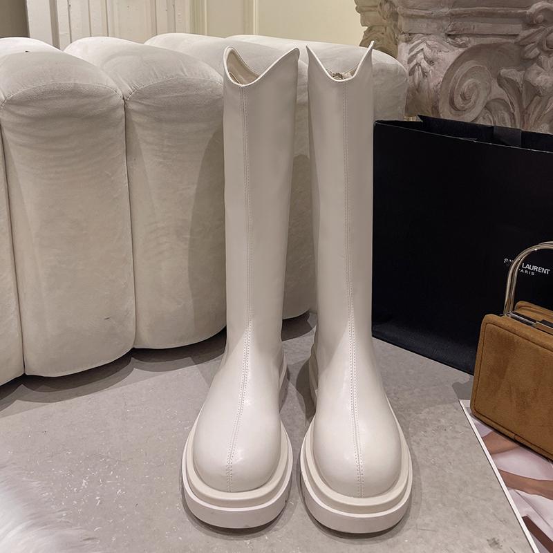 Miękka Skóra Damskie Kozaki do Kolana Modne Rozmiar Largas Długie Botki Kwadratowe Obcasy Jesień Zima Ciepłe Krótkie Pluszowe Buty