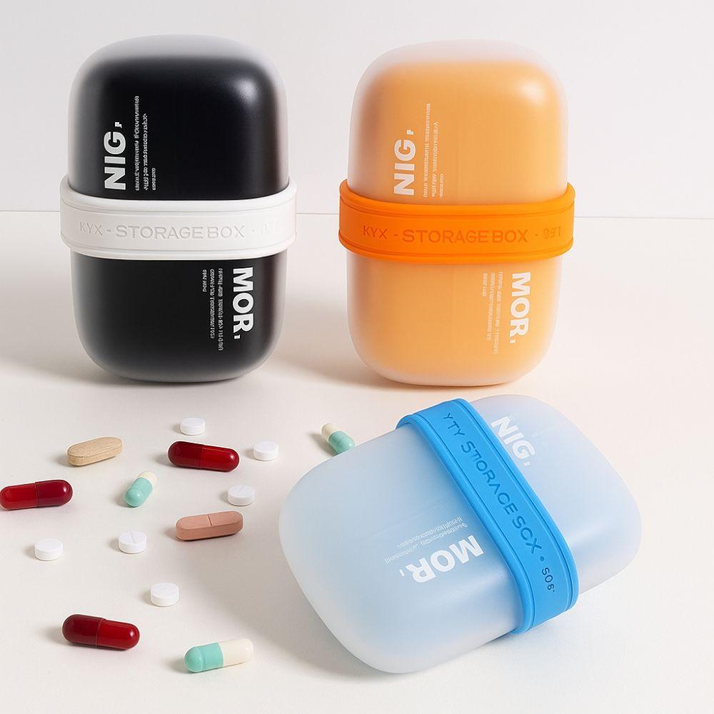 Lightproof 4 Grid Pill Case Double Layer Pill Storage Box Durable Medicine Splitter Box  Boys/Girls