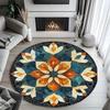 Flannel Printed Round Rug With Mandala Pattern For Yoga Meditation And Home Decor Soft Floor Mat Boho Style Interior Design