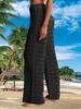 Womens Crochet Mesh Cover Up Pants High Waist Wide Leg Beach Trousers