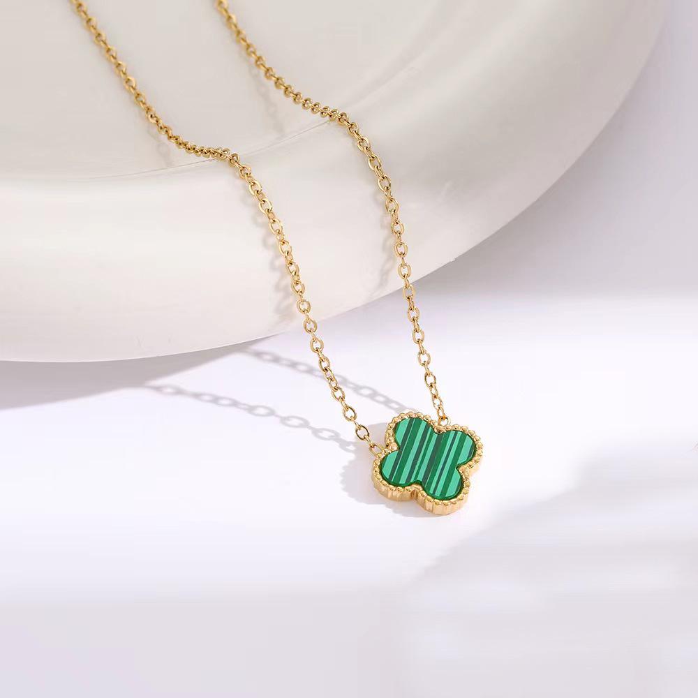 13 mm titanium staal verliest geen kleur ketting dubbelzijdige klavertje vier ketting hoogwaardige luxe dames hanger sieraden
