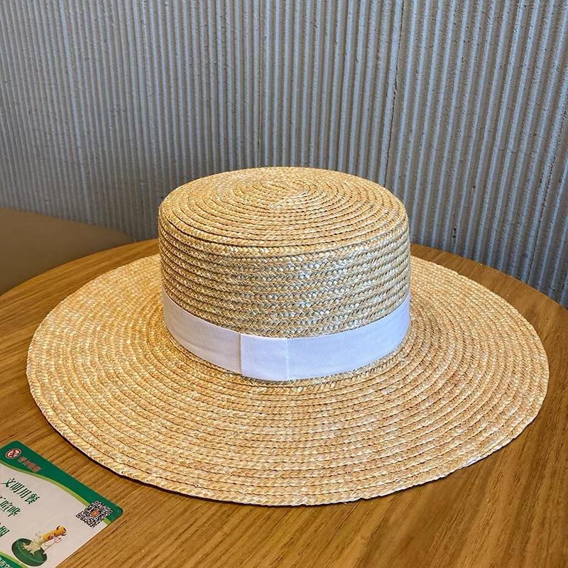 Mode Sommer Damen Breitkrempiger Naturstrohhut Chapeau Damen Sonnenhüte Boater Schwarz Panama Strandhut Sombrero Mujer Fedora Hut