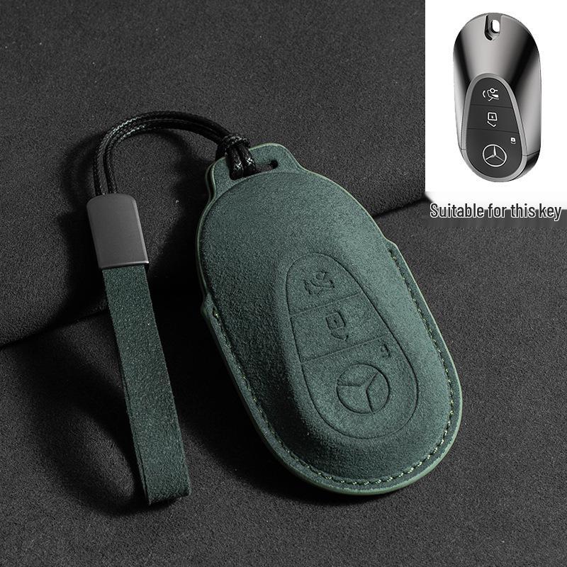 Mercedes Key Case with Alcantara, Compatible with E-Class, S-Class, C-Class, B-Class, GLC, GLB—Full Coverage Protection