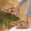 New Women's Retro Leisure Comfortable Sports Shoes Fashionable Versatile Round Toe Canvas Lace Up Color Blocked Flat Shoes