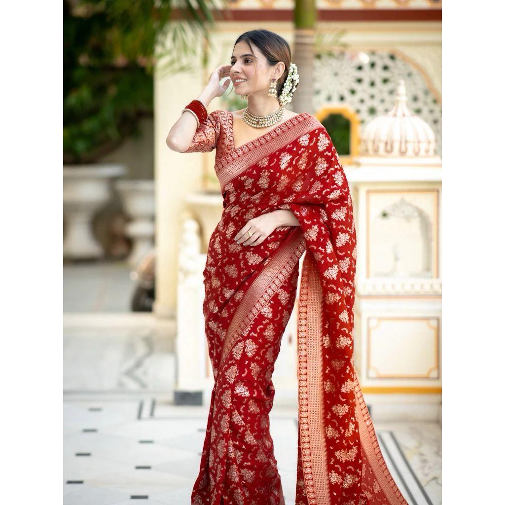 Stylish Wedding Sarre for Women ,Blouse (Need To Be Stitched As Per Size And Fit)