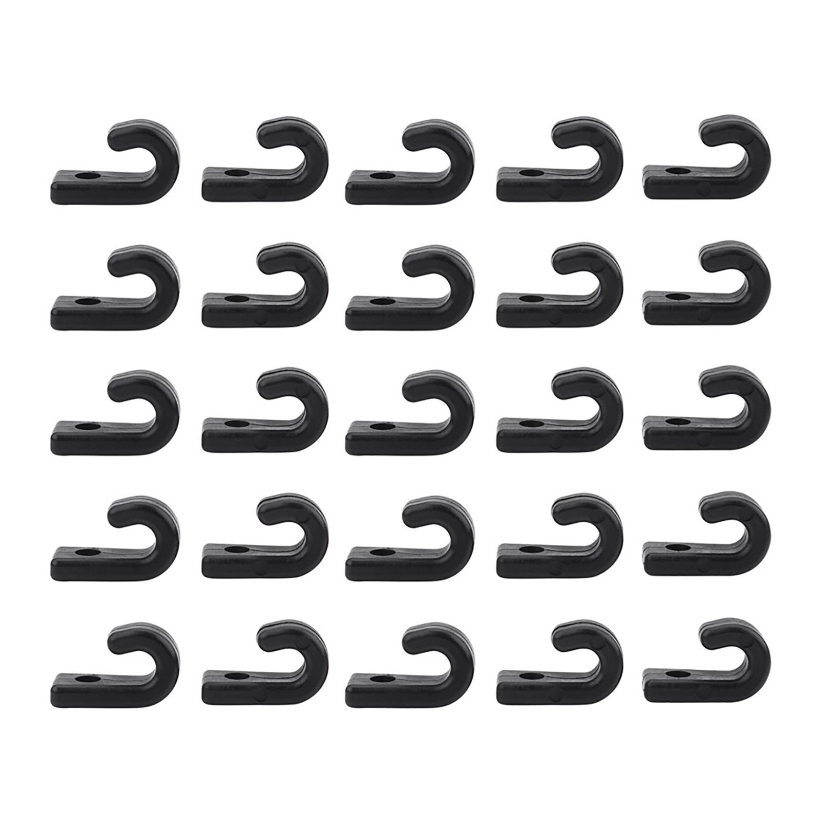 

25pcs J Hooks Black Nylon Lashing Hooks for Kayak Bungee Cord Canoes Boats Accessory
