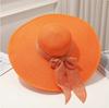 Cappello da Sole Estivo a Tesa Larga per la Spiaggia all'Aperto Moda Bordo Larga Pieghevole Cappello da Sole da Donna Colore Unito Decorazione Fiocco Cappello a Cilindro