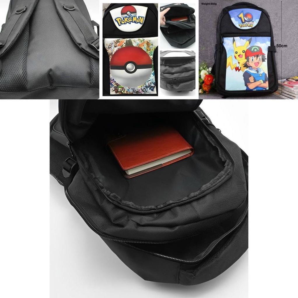 Durable Polyester Pokemon Rucksack 19" Tall Adjustable Shoulder Straps