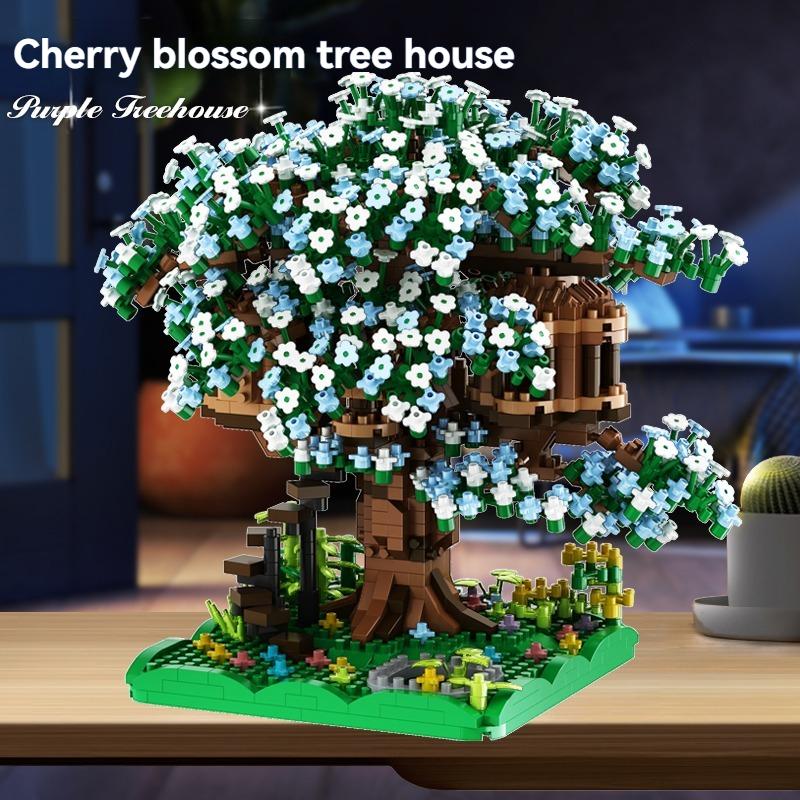 Non-Toxic Micro Sakura Tree Building Blocks Set Diy Cherry Blossom Bricks With Light Treehouse Model Ornament Romantic Gift For Childrenfriend