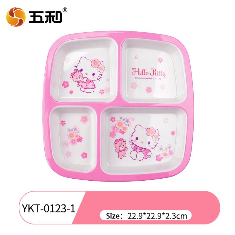 For Hello KittyTableware Cute Cherry Blossom Children Cartoon Tableware Rice Salad Bowl Water Cup Spoon Anti-scalding Plate