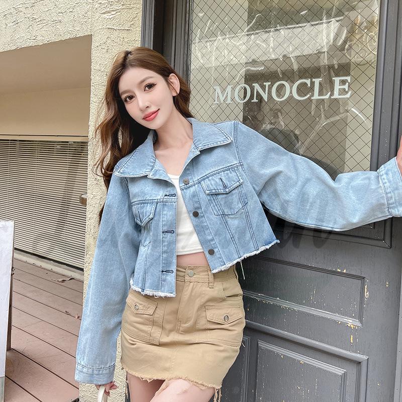 Versatile Women s Soft Frayed Denim Jacket - Retro Style in Three Shades M светло-синий