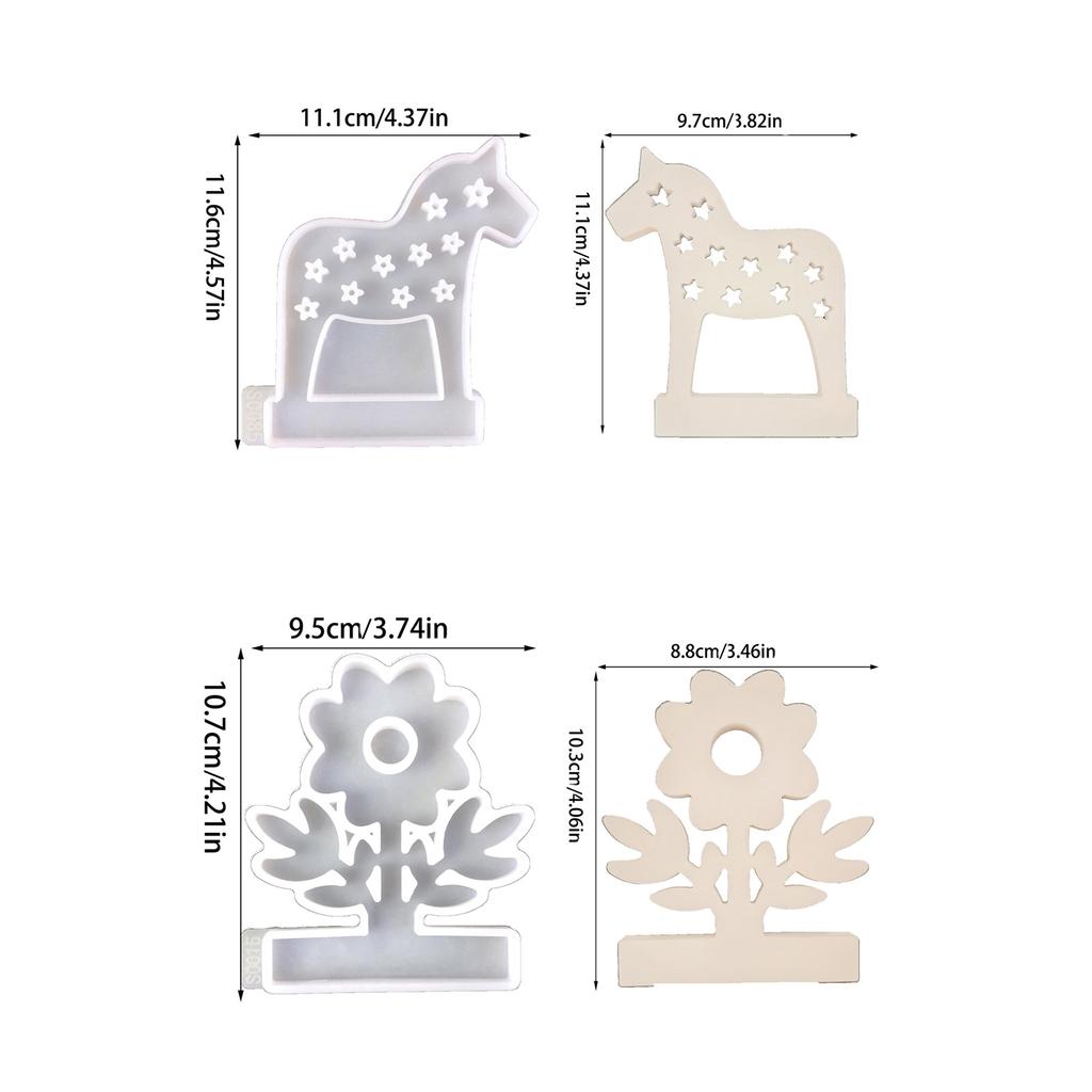 Horse Shape Candle Holder Molds with Base Flower Tealight Holder Molds Animal Resin Molds for DIY Craft Home Decorations