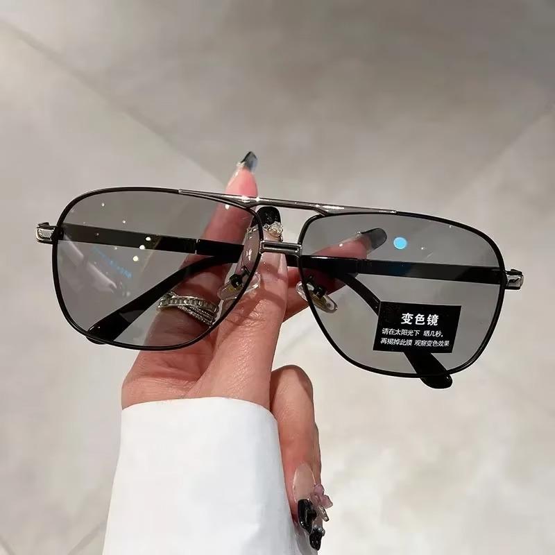 Übergroße Vintage-Sonnenbrille für Herren und Damen, modisch, polarisiert, photochrom, Doppelsteg, Sonnenbrille zum Autofahren
