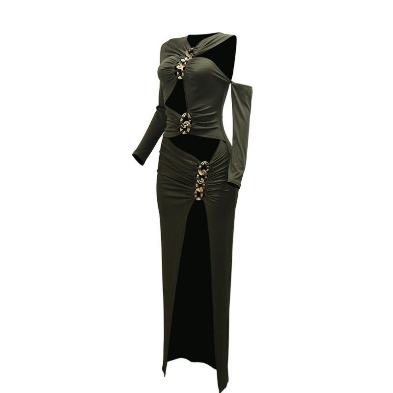 Damen Mode Enganliegendes Kleid Sexy Ausschnitt Schlitzkleid Kleid