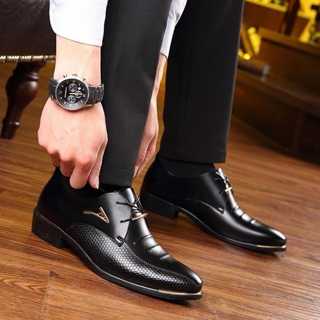 Men's Spring Leather Business Low-Top Casual Shoes Single Large Size Comfortable Formal Shoes