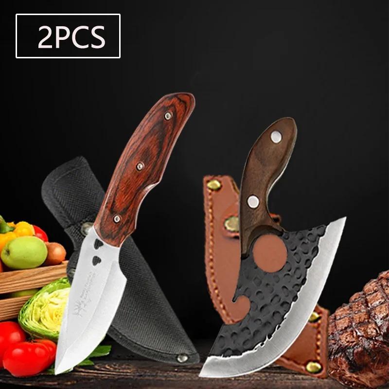 WXCOO 1PCS Kitchen Forged Knife Meat Cutting Knife Stainless Steel Butcher BBQ Knife Bottle Opener Knife Kitchen Accessories