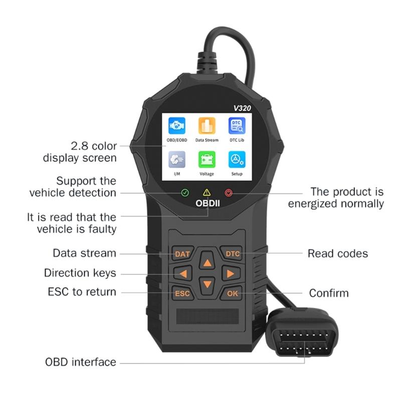 OBDII Scanner Diagnostic Tool Car Engine Fault Code Reader OBDII/EOBD Scan Tool with Readiness Freeze Frame