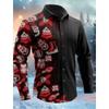 Men's 3D Printed Formal Shirts Christmas Theme  Snowflakes Graphic Turn-DownLong Sleeve Shirt Fashion Men's Shirts