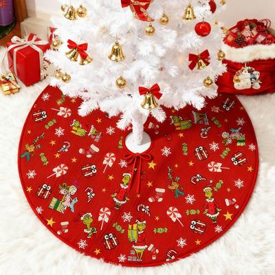 75cm Christmas Tree Skirt Printed Short Plush Tree Skirt Christmas Decorations