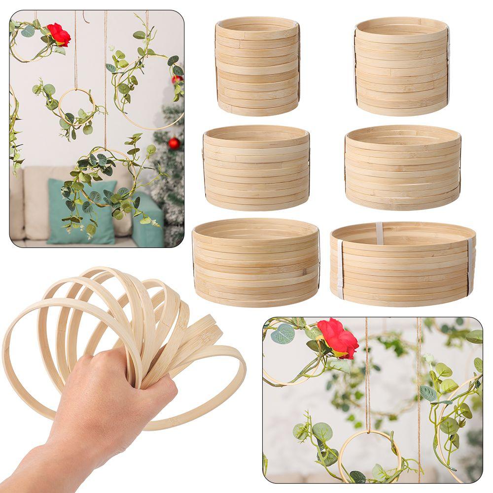 10Pcs 10/12/15/18/20/26cm Ring Round Wooden Ring Bamboo Hoop Frame DIY Wreath Decorative Circle Craft Tools Wedding Decoration