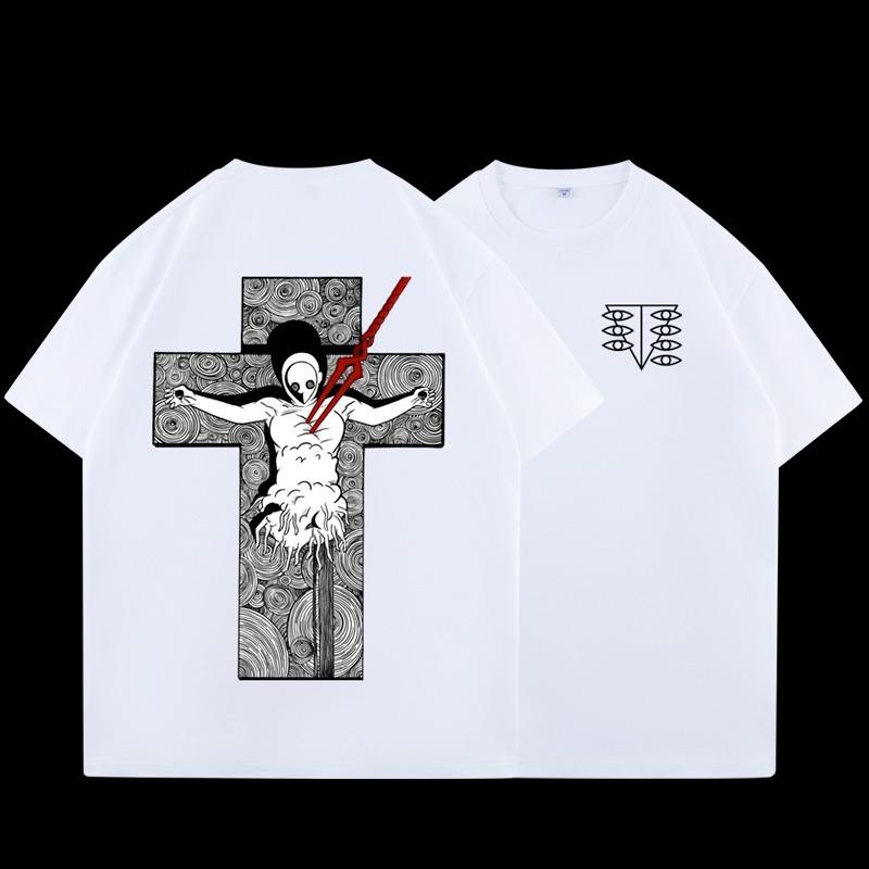 

Женская хлопковая футболка, повседневная футболка с коротким рукавом и круглым вырезом, модная уличная одежда, летняя футболка с графическим принтом в стиле харадзюку Y2K 4XL