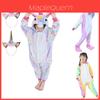 Flauschiger Flanell Einhorn Kapuzen Schlafanzug Overall Für Kinder Winter