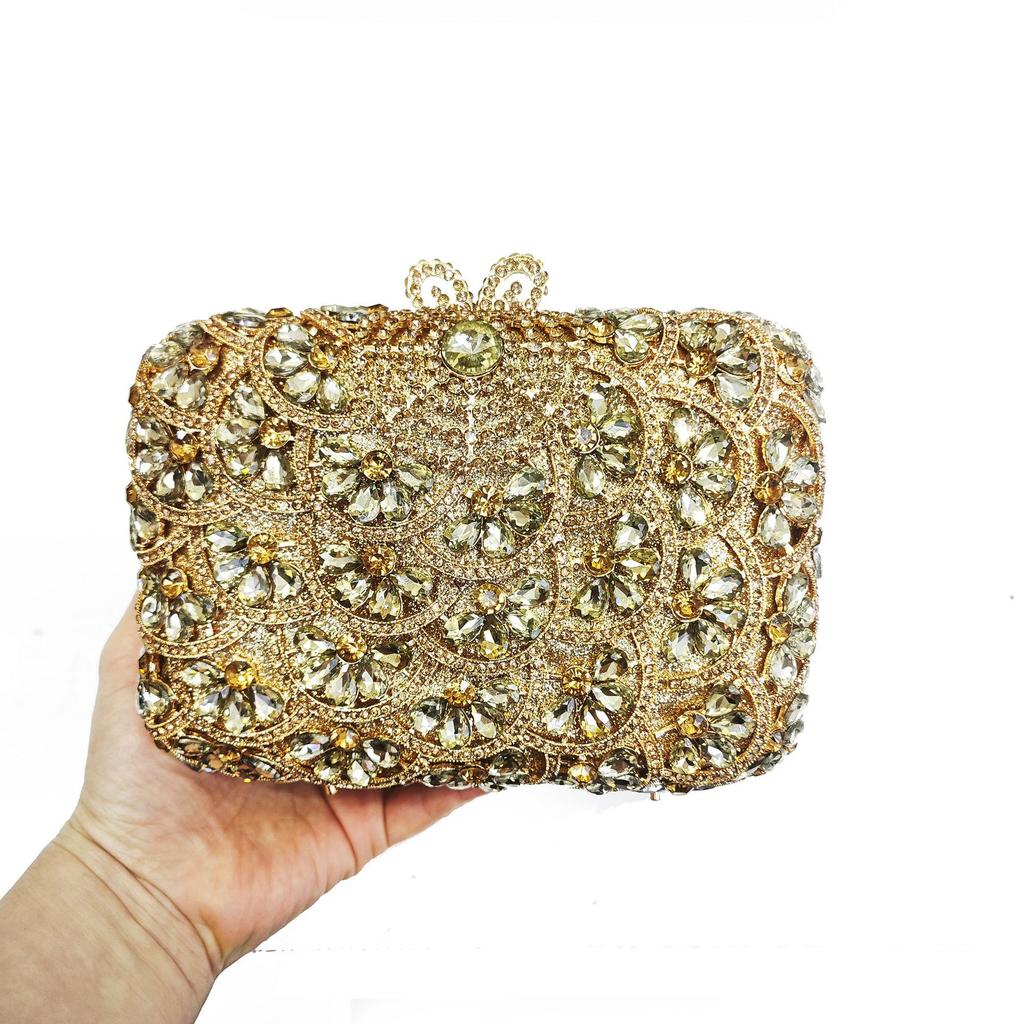 Hollow metal diamond-encrusted dinner bag banquet dress full of diamonds hand-held fashion bag
